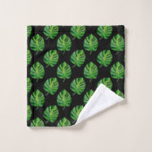 Motif simple de feuille de Monstera verte sur fond (Gant de toilette)