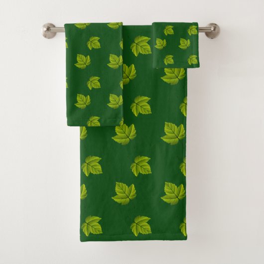 Motif simple de feuille verte sur fond vert forêt (En situation)