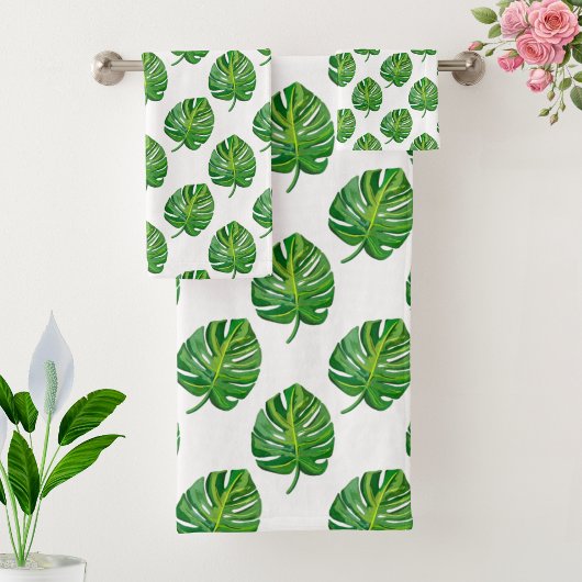 Motif simple feuille de Monstera sur fond blanc