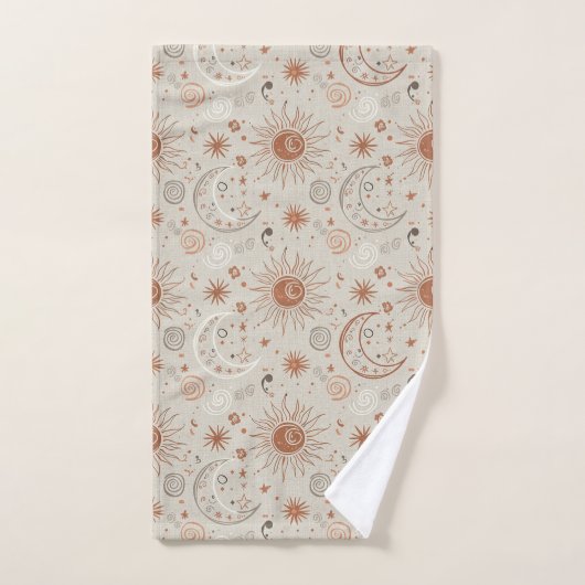 Motif Soleil et Lune Boho (Serviette à main)