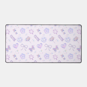 Motif sourire violet pastel holographique Y2K mign