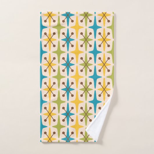 Motif Starburst moderne du milieu du siècle (Serviette à main)