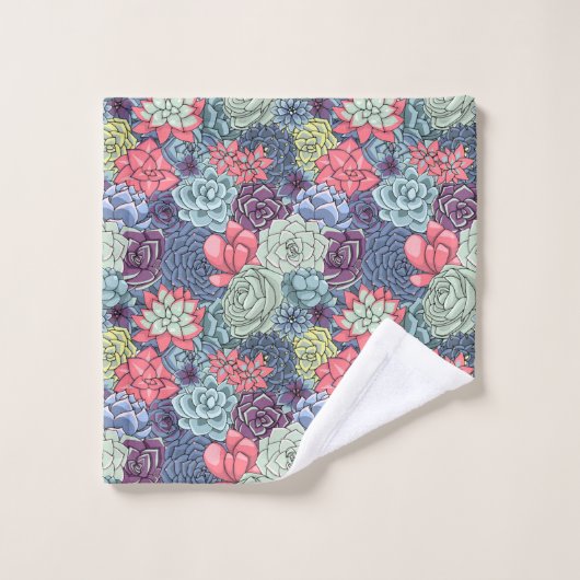 Motif succulent coloré (Gant de toilette)