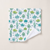 Motif succulent d'aquarelle verte et bleue (Gant de toilette)