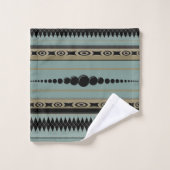 Motif sud-ouest Taupe, Turquoise, gris, noir (Gant de toilette)