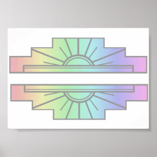 Motif Sunburst Art Déco à Pastels