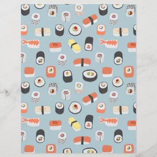 Motif Sushi Mignon Papier de Scrapbook Double Face