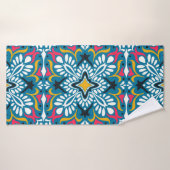 Motif Talavera. Un patchwork indien. Azulejos port (Serviette de bain)