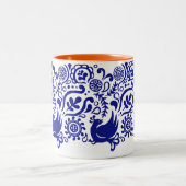 Motif tasse bleue et blanche de | d'oiseau et de (Centre)