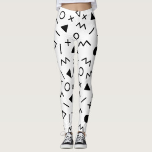 Motif tendance des années 80 Leggings noir et blan