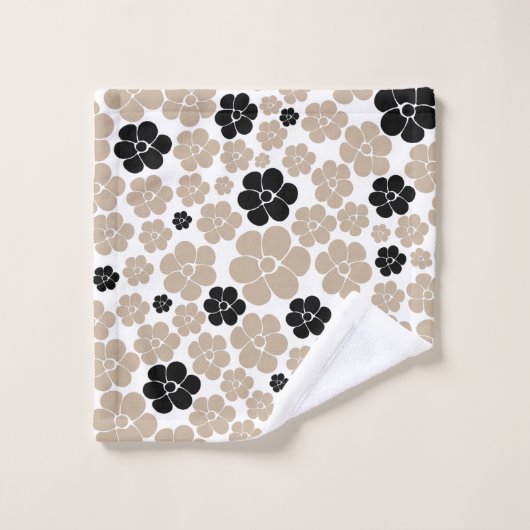 Motif tendance en Taupe, noir et blanc (Gant de toilette)