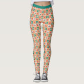 Motif tendance Sud-Ouest Saumon Turquoise Leggings (Devant)