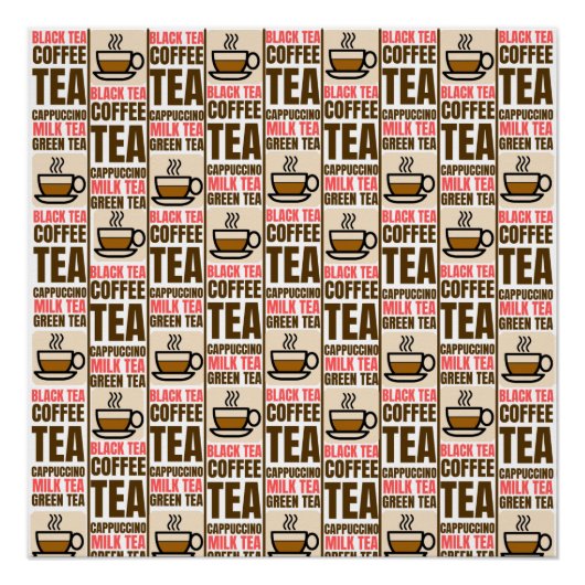 MOTIF THÉ CAFÉ, Poster brillant (Devant)