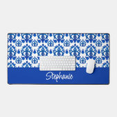 Motif Toile de Jouy Bleu Monogramme Nom (Clavier et souris)