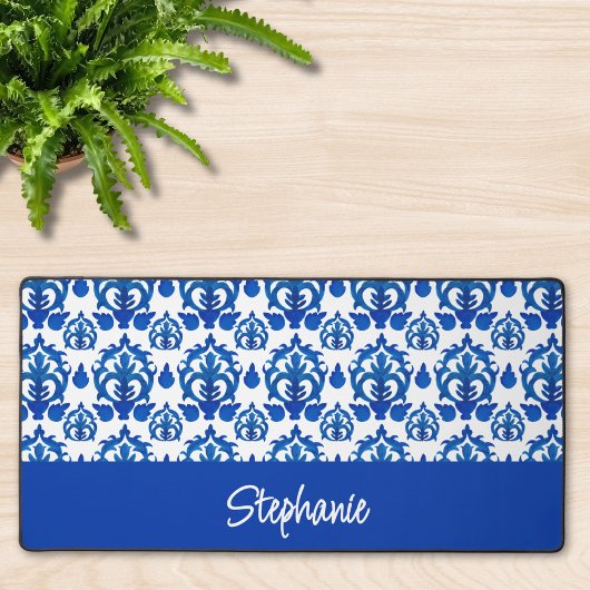 Motif Toile de Jouy Bleu Monogramme Nom