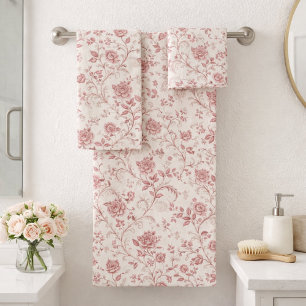 Motif Toile De Jouy Vintage Rose Pâle