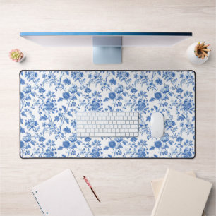 Motif Toile Floral Vintage Bleu Blanc