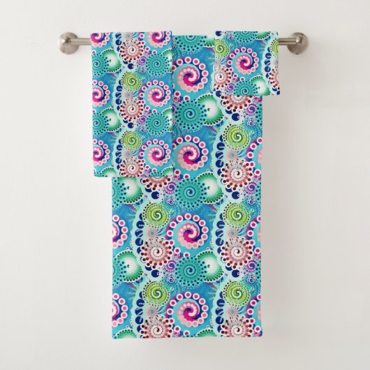 Motif tourbillon fractal, turquoise, rose, multi (En situation)