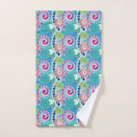 Motif tourbillon fractal, turquoise, rose, multi (Serviette à main)