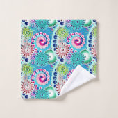 Motif tourbillon fractal, turquoise, rose, multi (Gant de toilette)