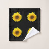 Motif Tournesol sur Fond Noir (Gant de toilette)