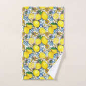 Motif traditionnel méditerranéen aux citrons (Serviette à main)