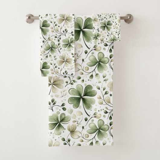 Motif Trèfle à l'aquarelle – Vert & Neutre (En situation)