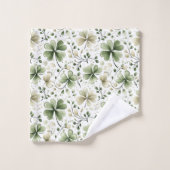 Motif Trèfle à l'aquarelle – Vert & Neutre (Gant de toilette)