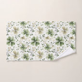 Motif Trèfle à l'aquarelle – Vert & Neutre (Serviette à main)