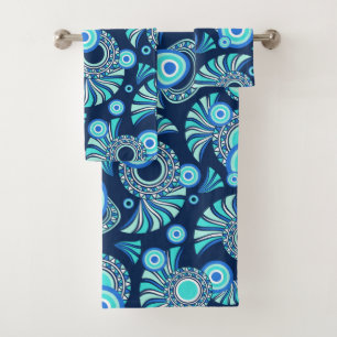 Motif tribal abstrait turquoise et bleu