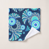 Motif tribal abstrait turquoise et bleu (Gant de toilette)