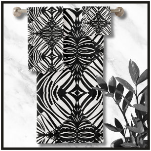 Motif tribal géométrique noir et blanc Artsy