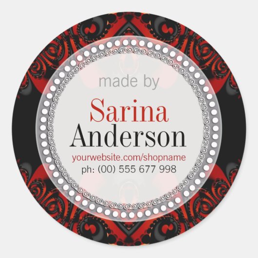 Motif Tribal Rouge Noir Fabriqué Par Des Stickers  (Devant)