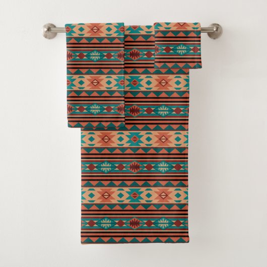 Motif Tribal Sud-Ouest Turquoise Terracotta (En situation)