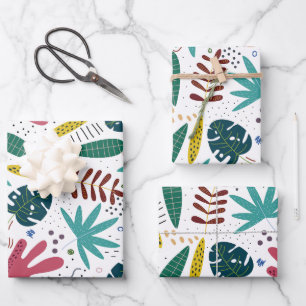 motif tropical avec feuilles colorés