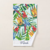 Motif tropical avec perroquets, feuilles et fleurs (Serviette à main)