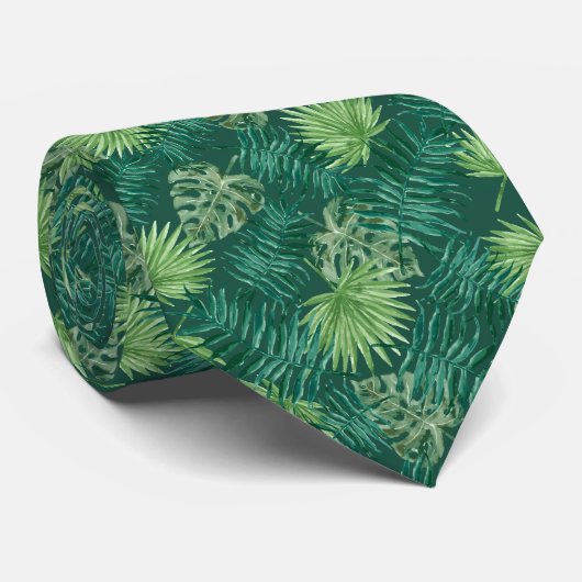 Motif Tropical Cravate de palme vert foncé (Roulé)