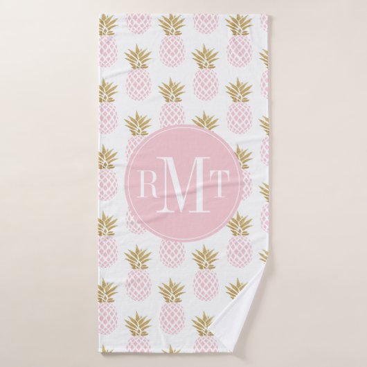 Motif tropical d'ananas d'or élégant de faux (Serviette de bain)