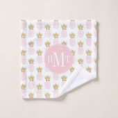 Motif tropical d'ananas d'or élégant de faux (Gant de toilette)