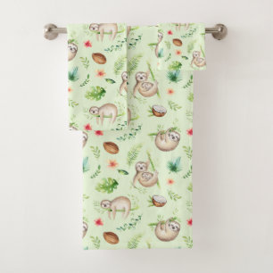 Motif tropical de paresse de noix de coco