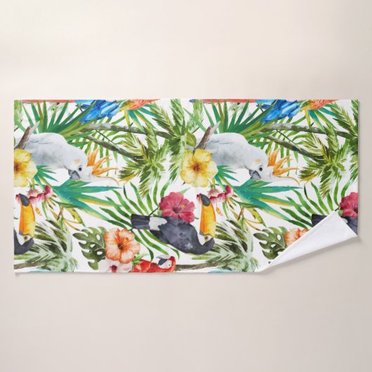 Motif tropical de perroquets (Serviette de bain)