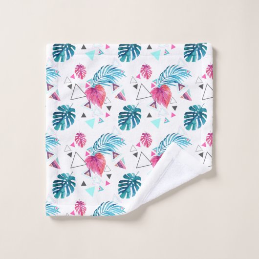 Motif tropical de triangle de feuille (Gant de toilette)