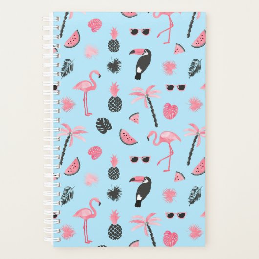 Motif tropical d'été rose et bleu (Devant)