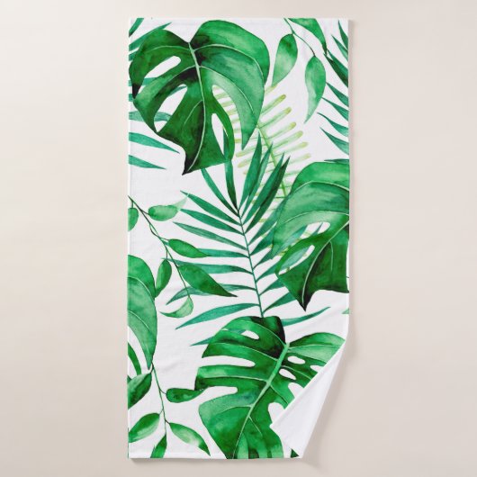 Motif tropical feuille vert (Serviette de bain)