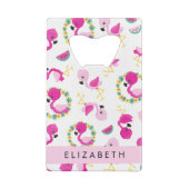 Motif tropical, Flamants roses, Fleurs, Votre Nom (Dos)