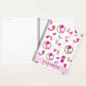Motif tropical, Flamants roses, Fleurs, Votre Nom (Devant avec enveloppe)