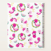 Motif tropical, Flamants roses, Fleurs, Votre Nom (Dos)