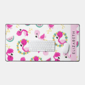 Motif tropical, Flamants roses, Fleurs, Votre Nom (Clavier et souris)