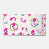 Motif tropical, Flamants roses, Fleurs, Votre Nom (Recto)