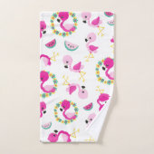 Motif tropical, Flamants roses, pastèques, Fleurs (Serviette à main)